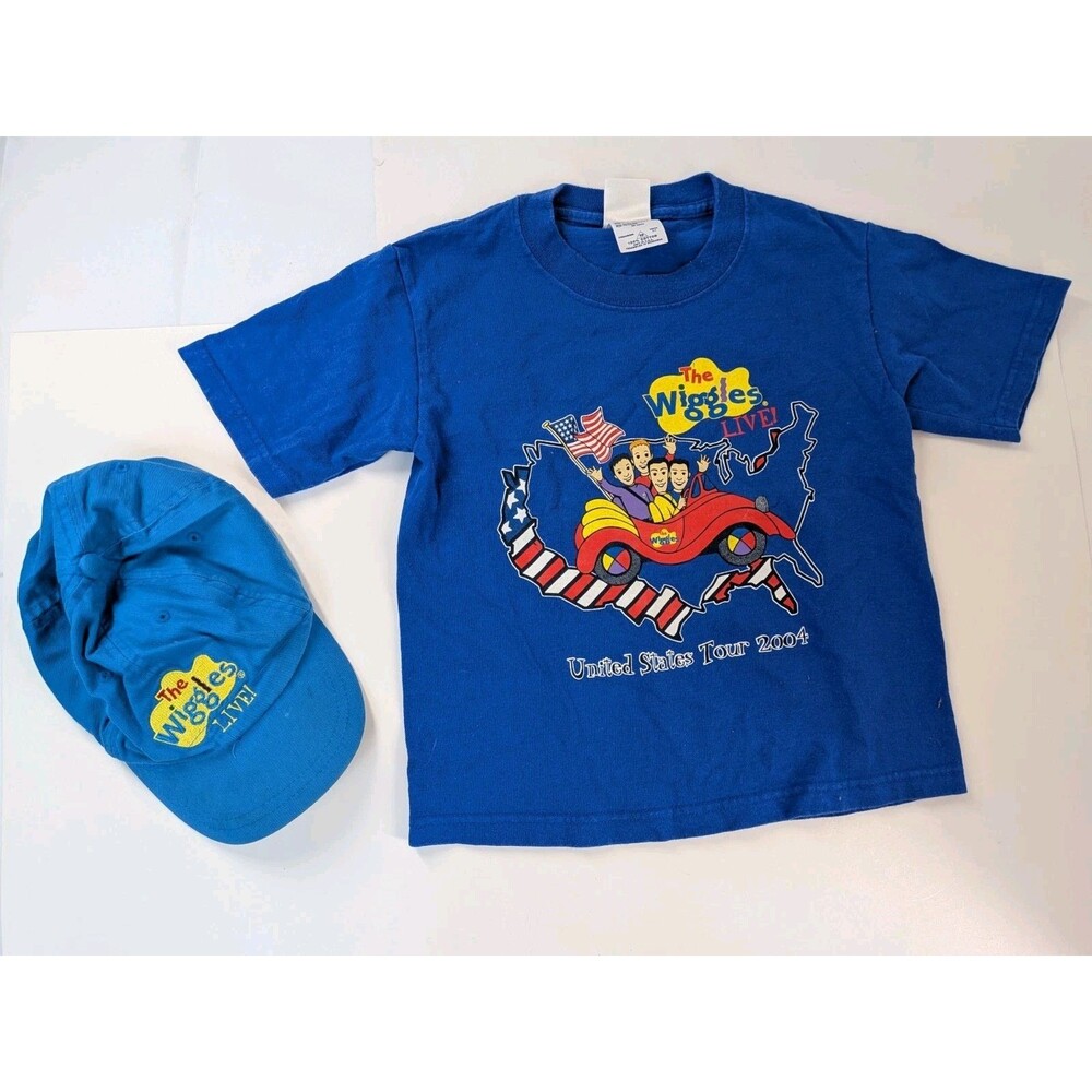 Vintage The Wiggles Live 2004 United States Tour Shirt Youth XS & Hat Cap Y2K